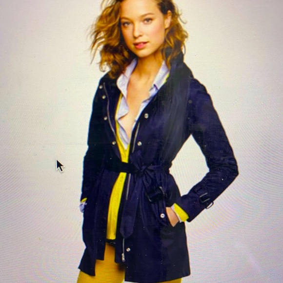 J.Crew Navy Raincoat Trench Coat size 2 - Picture 1 of 7